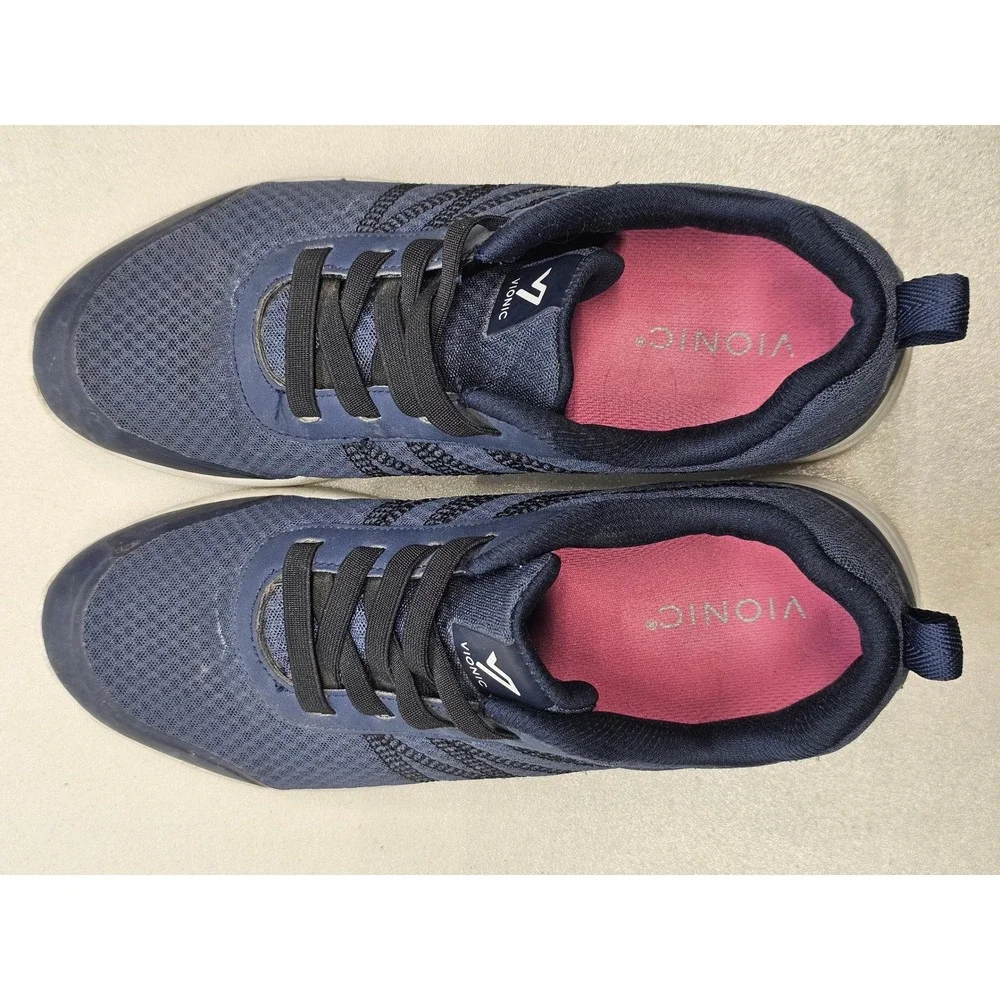 Vionic Shay Navy Blue Mesh Lace Up Walking Sneakers‎ Womens Size 10 Arch Support